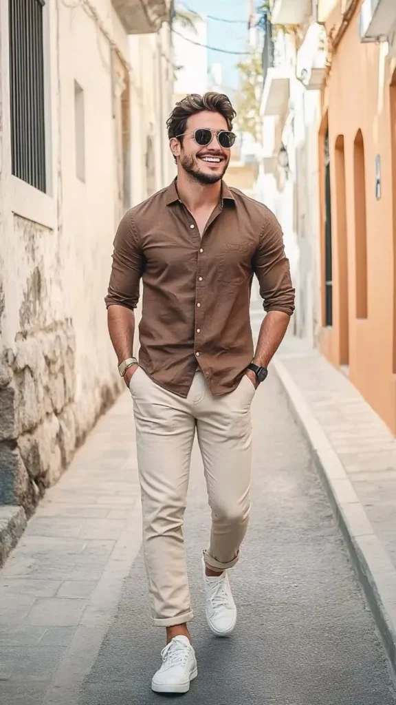 brown colour shirt matching pant