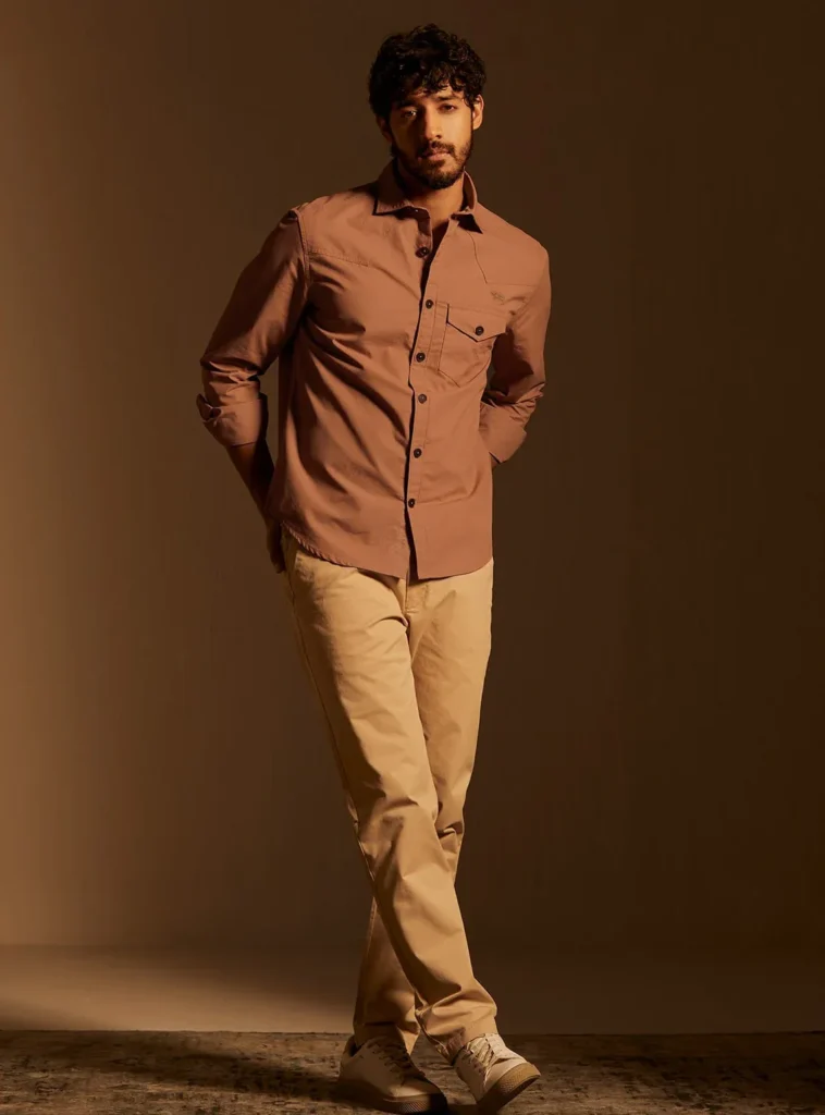 brown colour shirt matching pant