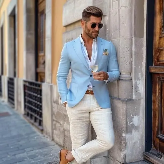 sky blue blazer combination