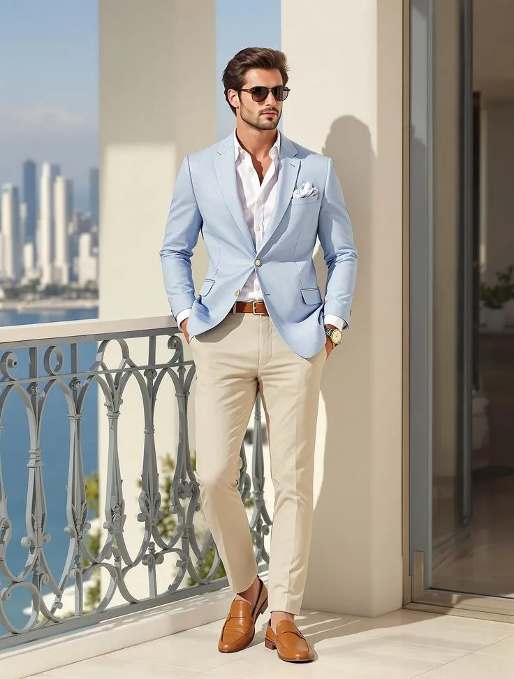 sky blue blazer combination
