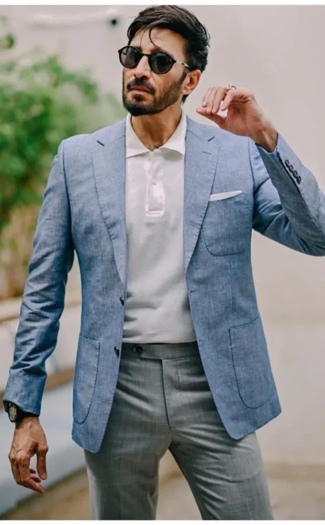 sky blue blazer combination