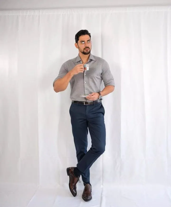 blue formal pant matching shirt