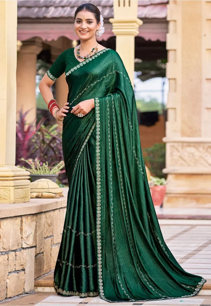 dark green saree blouse combination