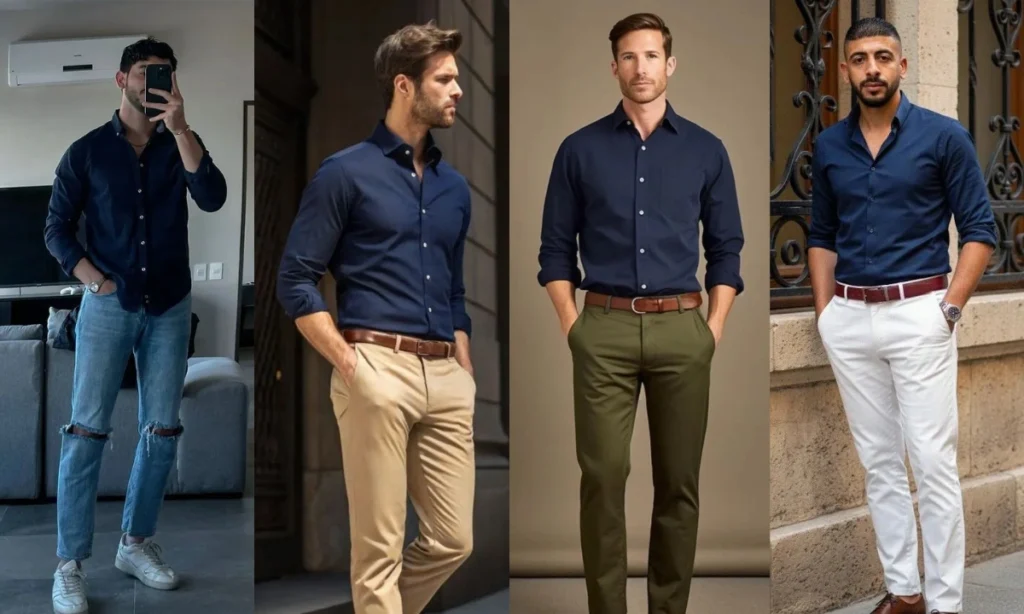navy blue shirt combination pant