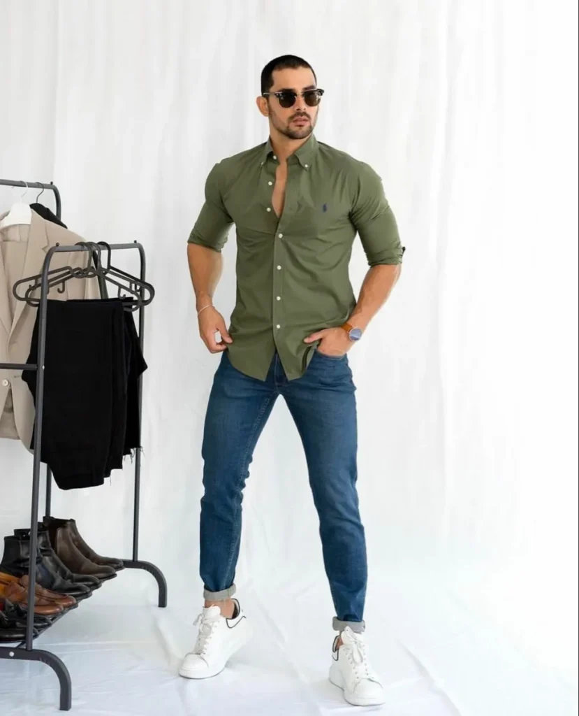 olive green shirt combination pant