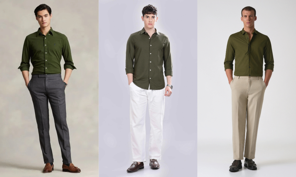olive green shirt combination pant
